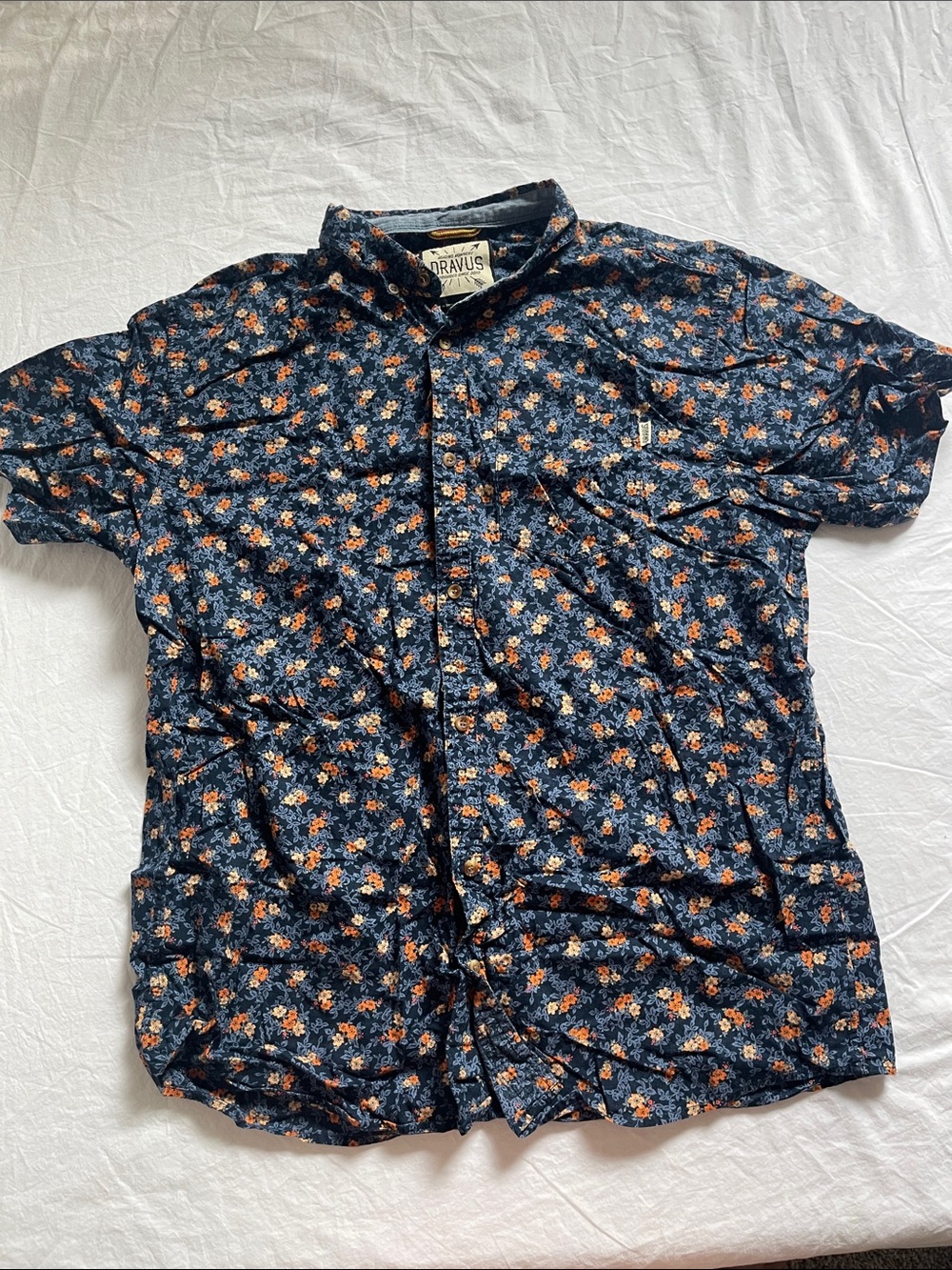 Bravus Navy Floral Short-Sleeve Button-Down Shirt